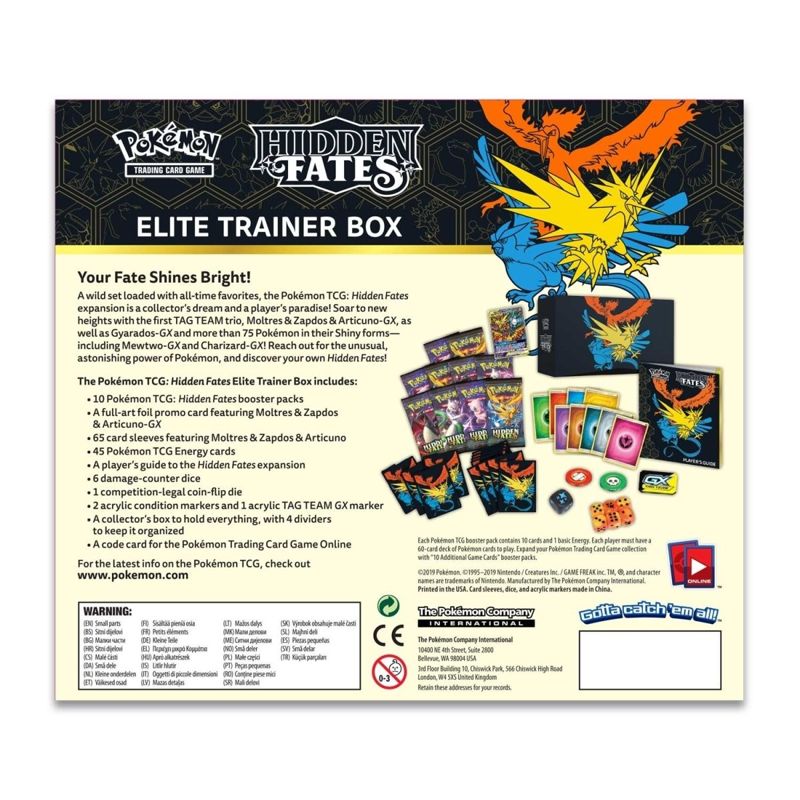 English Pokémon TCG Hidden Fates Elite Trainer Box Elite Trainer Box